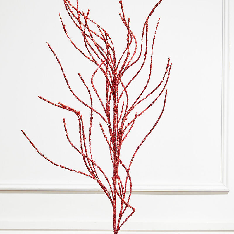 47” Glitter Sequin Wispy Willow Christmas Spray - Red