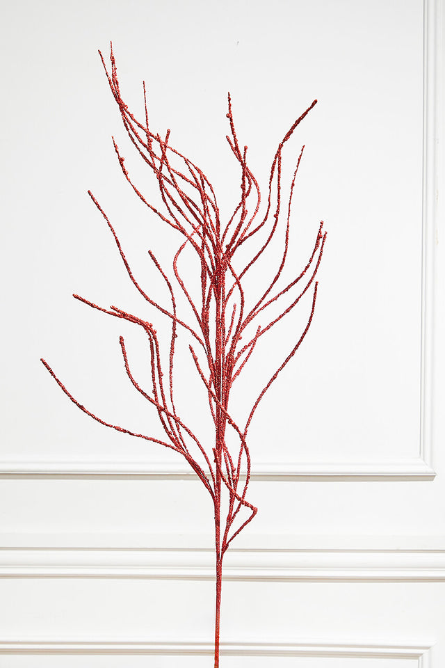 47” Glitter Sequin Wispy Willow Christmas Spray - Red