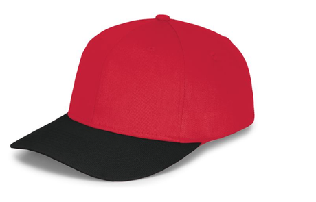 Panel Caps 6204 Cotton Twill Fabric - Red/Black, Structured 6-Panel, Low-Profile, Pro-Model, Snapback Adjustable, One Size (1 Unit)