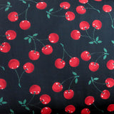Swim Knit Nylon Spandex Red Cherries on Black