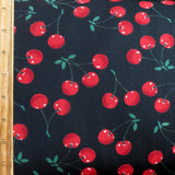 Swim Knit Nylon Spandex Red Cherries on Black