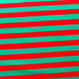 Cotton Lycra Knit Fabric Red and Green 3/8" Stripe