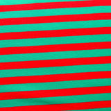 Cotton Lycra Red and Green 3/8" Stripe Knit Fabric