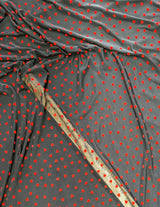 Red Flocked Hearts Power Mesh Fabric - Red Hearts, Black Mesh, 58" Width (1 Yard)