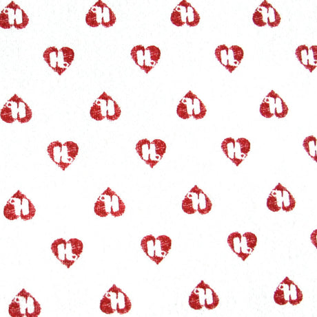 Cotton Fleece Red Mini HJ Hearts on White