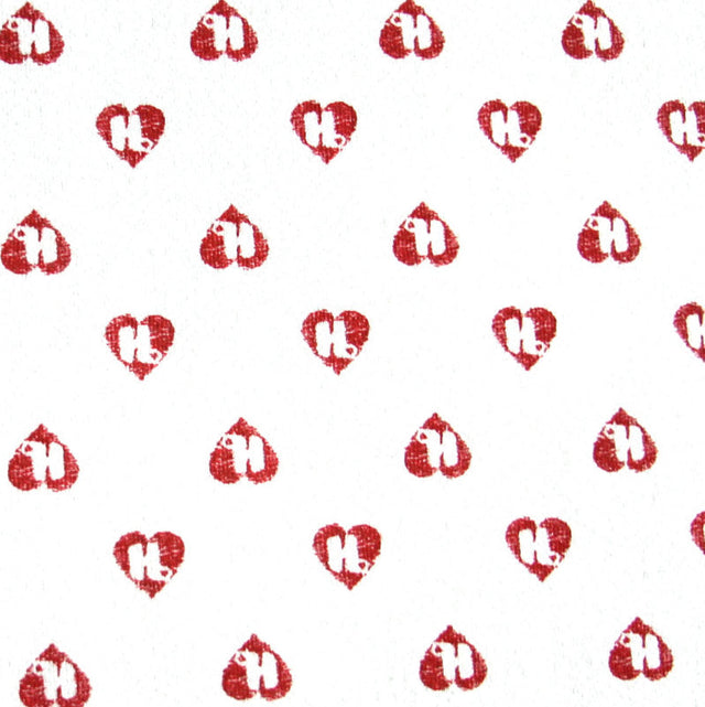 Cotton Fleece Red Mini HJ Hearts on White