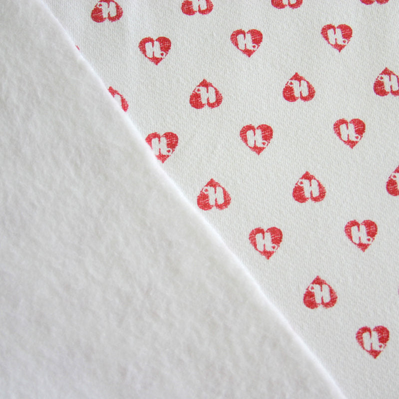 Cotton Fleece Red Mini HJ Hearts on White