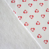 Cotton Fleece Red Mini HJ Hearts on White