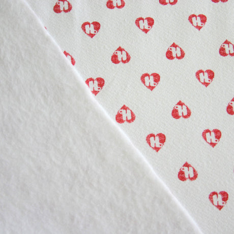 Cotton Fleece Red Mini HJ Hearts on White