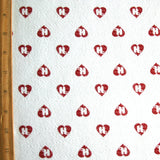 Cotton Fleece Red Mini HJ Hearts on White