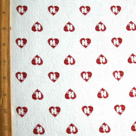 Cotton Fleece Red Mini HJ Hearts on White