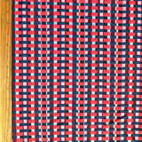 Stretch Woven Red/Navy Checkers Fabric
