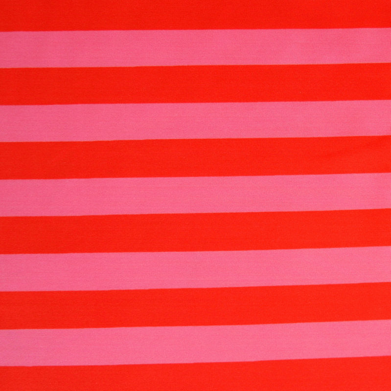 Swim Knit Nylon Lycra Red and Pink Stripe