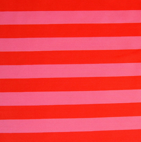 Swim Knit Nylon Lycra Red and Pink Stripe