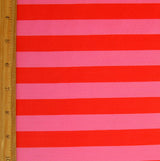 Swim Knit Nylon Lycra Red and Pink Stripe