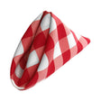 (12 / Pack) White Red 18″ Checkered Polyester Napkin