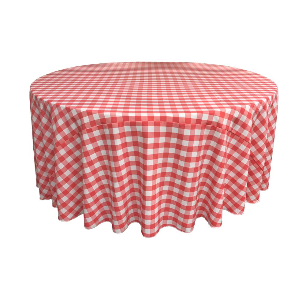 Coral Polyester Checkered Round 108″