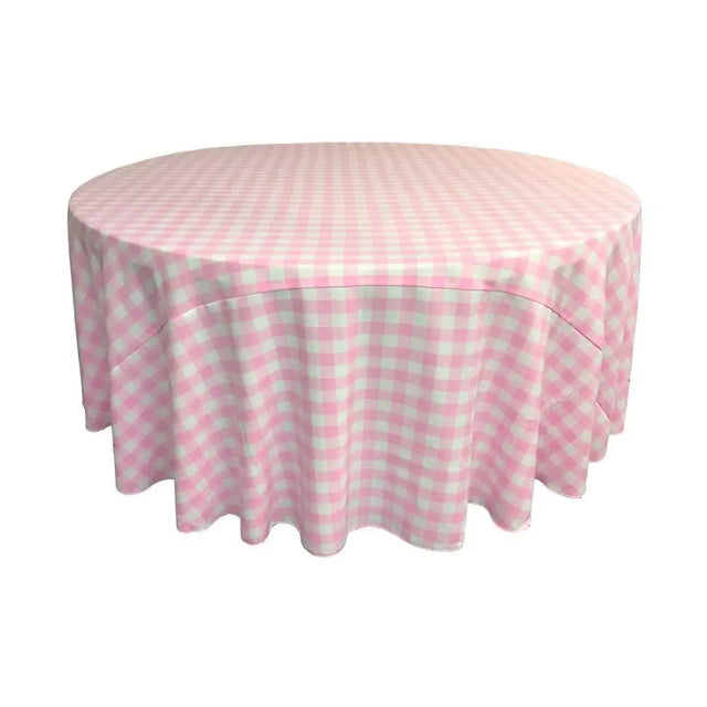 Pink Polyester Checkered Round 120″