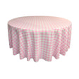Pink Polyester Checkered Round 90″