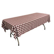 White Burgundy Gingham Checkered Polyester Rectangular Tablecloth 60″ x 108″