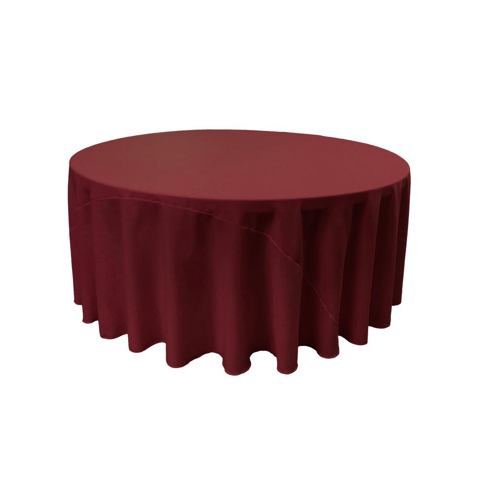 Burgundy 100% Polyester Round Tablecloth 108″