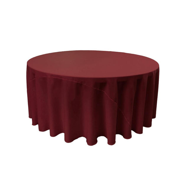 Burgundy 100% Polyester Round Tablecloth 108″