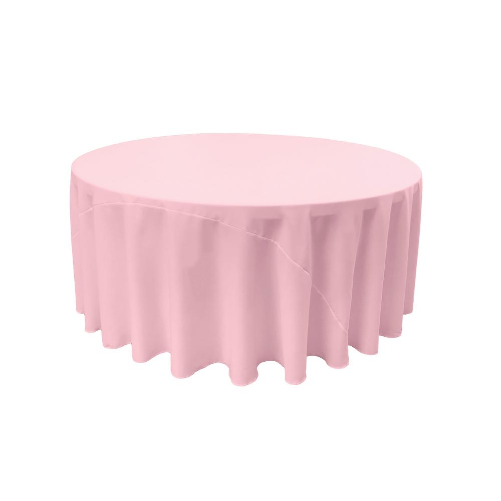 Light Pink 100% Polyester Round Tablecloth 108″