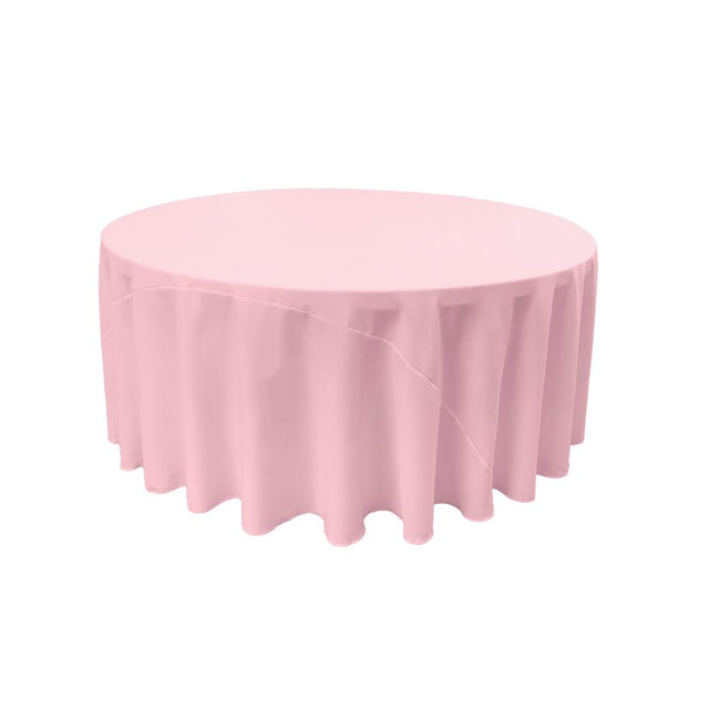 Light Pink 100% Polyester Round Tablecloth 132″