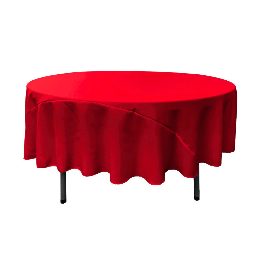 90″ Red Polyester Round Tablecloth