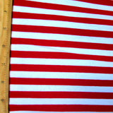 Cotton Lycra Jersey Knit Red and White Stripes 24" Remnant