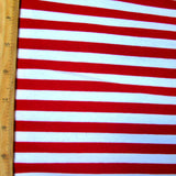 Cotton Lycra Jersey Knit Red and White Stripes 24" Remnant