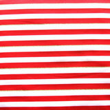 Nylon Lycra Swim Knit Red and White 1/4" Stripes with Gold Accent
