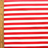 Nylon Lycra Swim Knit Red and White 1/4" Stripes with Gold Accent