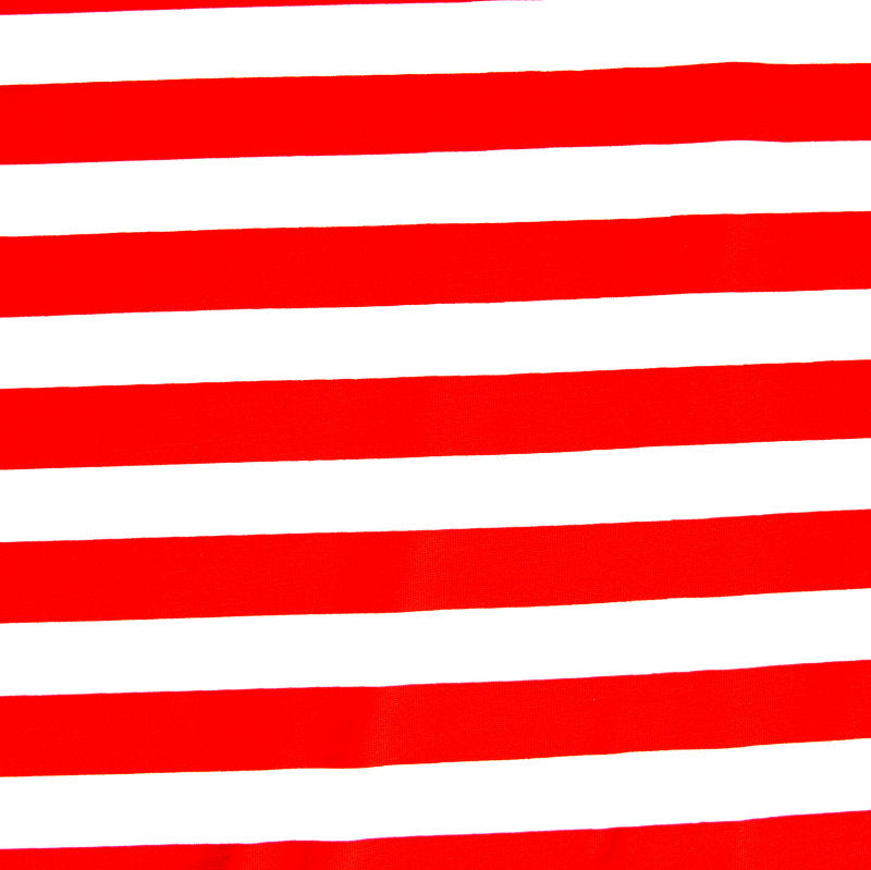 Nylon Lycra Swim Knit Red and White Stripe