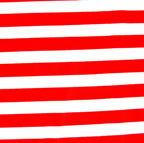 Nylon Lycra Swim Knit Red and White Stripe