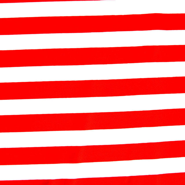 Nylon Lycra Swim Knit Red and White Stripe