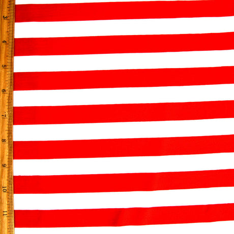 Nylon Lycra Swim Knit Red and White Stripe