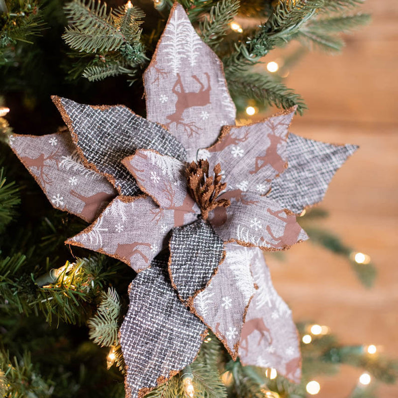 22” x 12" Reindeer Check Poinsettia Stem