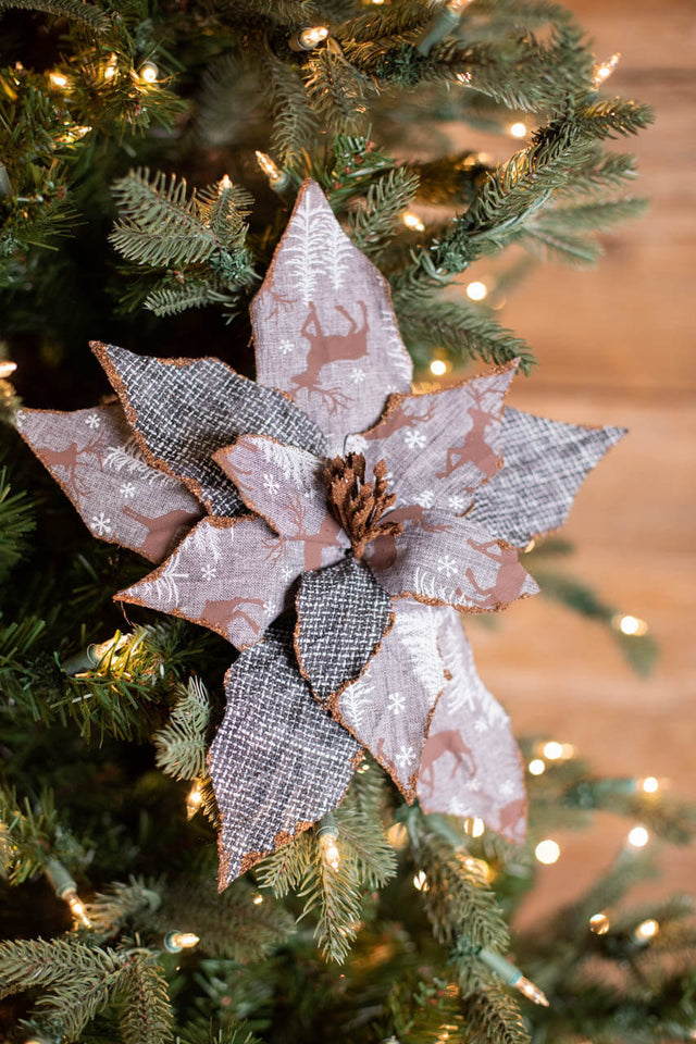 22” x 12" Reindeer Check Poinsettia Stem