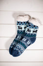 Snowflake Sparkle Deer Thermal Slipper Socks with Non-Slip Grippers