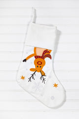 White Stocking with Rudolph Christmas Holiday Mantel Decor
