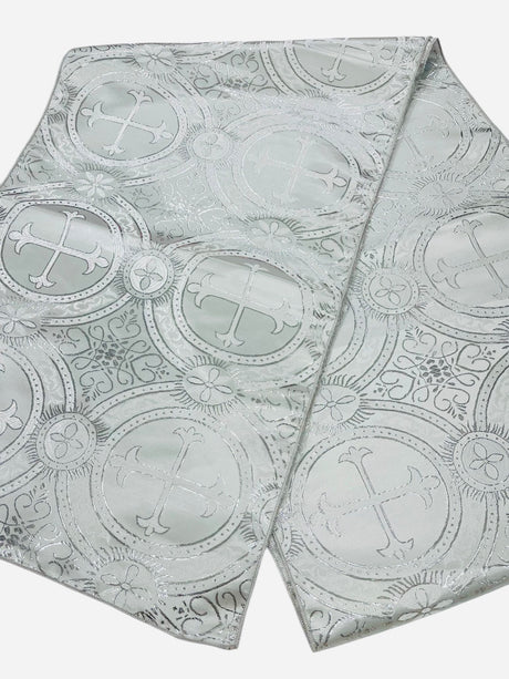 Religious Brocade Runner Tablecloth Brocade Fabric - Ecclesiastical Jacquard, Cross Motif, 14" Wide x 60" Long (1 Yard)