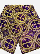 Religious Brocade Runner Tablecloth Brocade Fabric - Ecclesiastical Jacquard, Cross Motif, 14" Wide x 60" Long (1 Yard)