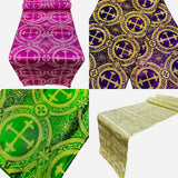 Religious Brocade Runner Tablecloth Brocade Fabric - Ecclesiastical Jacquard, Cross Motif, 14" Wide x 60" Long (1 Yard)