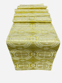 Religious Brocade Runner Tablecloth Brocade Fabric - Ecclesiastical Jacquard, Cross Motif, 14" Wide x 60" Long (1 Yard)
