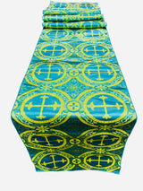 Religious Brocade Runner Tablecloth Brocade Fabric - Ecclesiastical Jacquard, Cross Motif, 14" Wide x 60" Long (1 Yard)