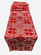 Religious Brocade Runner Tablecloth Brocade Fabric - Ecclesiastical Jacquard, Cross Motif, 14" Wide x 60" Long (1 Yard)