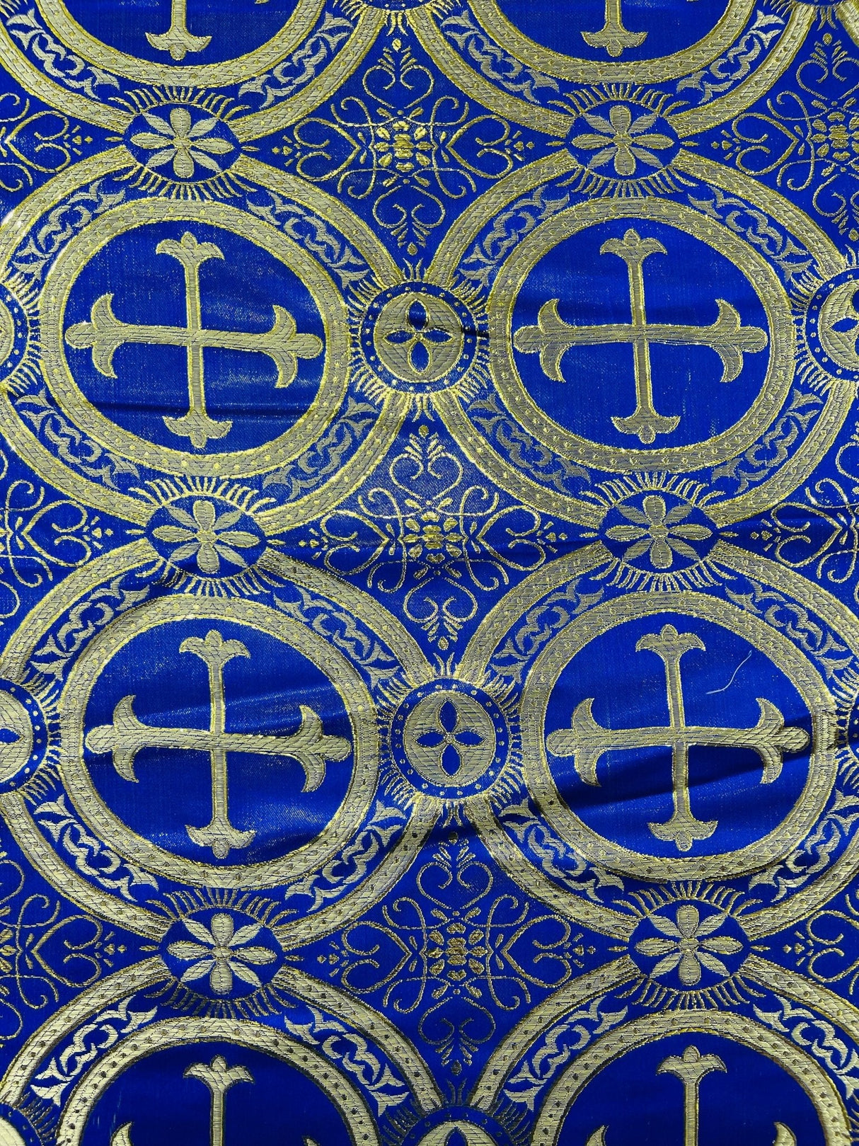 Religious Cross Jacquard Satin Fabric - Religious Cross Pattern, 58" Width (1 Yard)