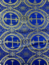 Religious Cross Jacquard Satin Fabric - Religious Cross Pattern, 58" Width (1 Yard)