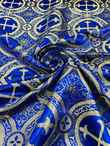 Religious Cross Jacquard Satin Fabric - Religious Cross Pattern, 58" Width (1 Yard)